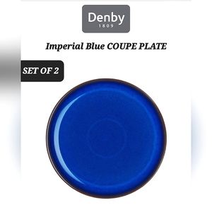 ❤️SET OF 2❤️🆕️DENBY 1809 STONEWARE 10.25" Imperial Blue Coupe Dinner Plates